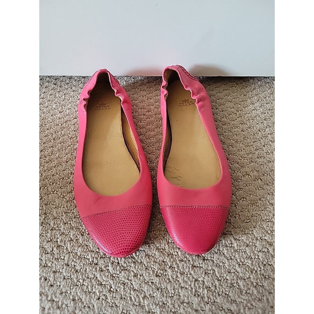 Peter Millar Cap Toe Ballet Flat Leather Pink Wen's Size 7